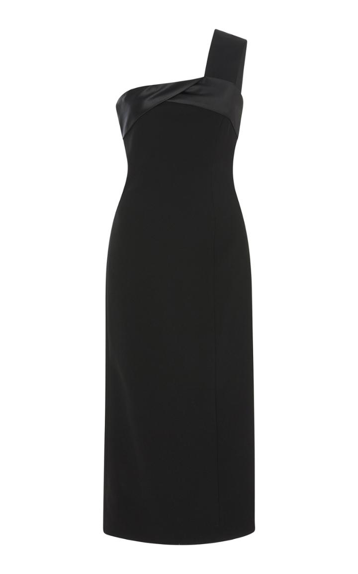 Victoria Beckham One-shoulder Satin-trimmed Jersey Midi Dress