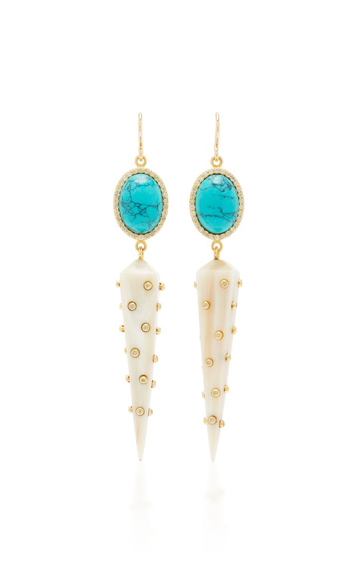 Ashley Pittman Light Horn Diamond And Turquoise Riley Earring