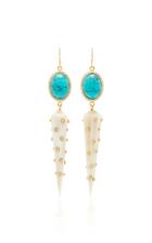 Ashley Pittman Light Horn Diamond And Turquoise Riley Earring