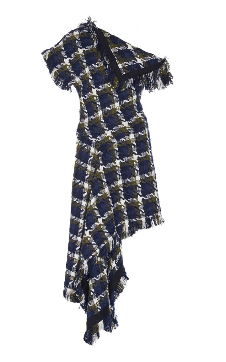 Monse Flap Shoulder Asymmetrical Tweed Dress