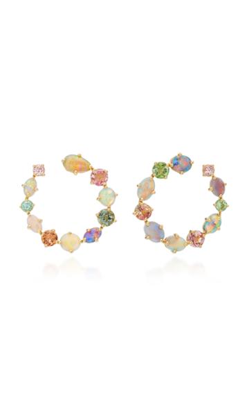Katherine Jetter One-of-a-kind Black Opal And Pastel Tourmaline Hoops