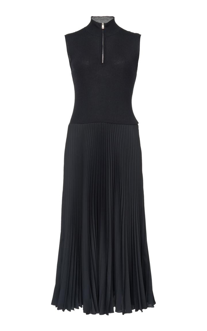 Prada Stretch-knit And Pliss Midi Dress