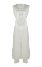 Shatha Essa Blanc Sleeveless Cape With Crop Top And Pant