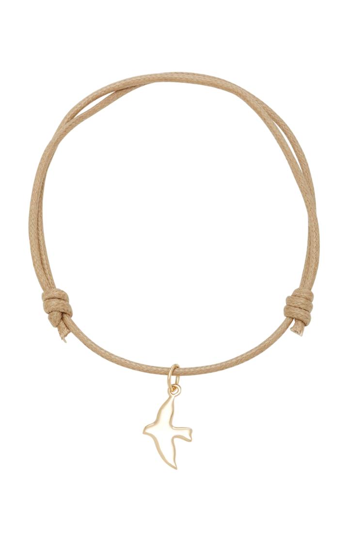 With Love Darling Peace Dove 18k Gold Cord Bracelet