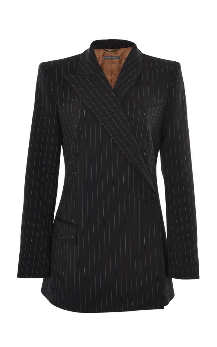 Alberta Ferretti Pinstripe Structured Blazer Jacket