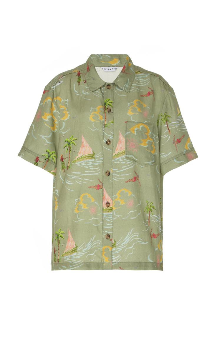 Moda Operandi Rejina Pyo Printed Linen Button-front Shirt Size: M