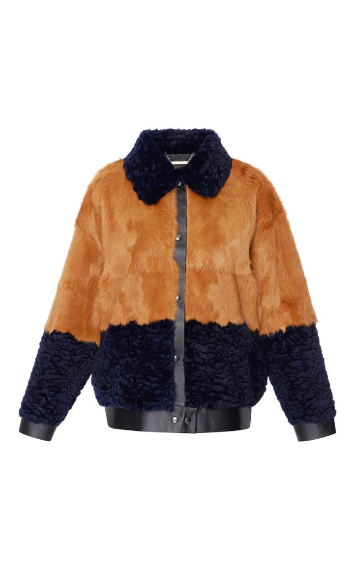 Maison Pre Colorblock Fur Bomber Jacket