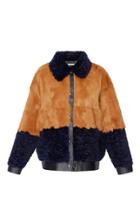 Maison Pre Colorblock Fur Bomber Jacket