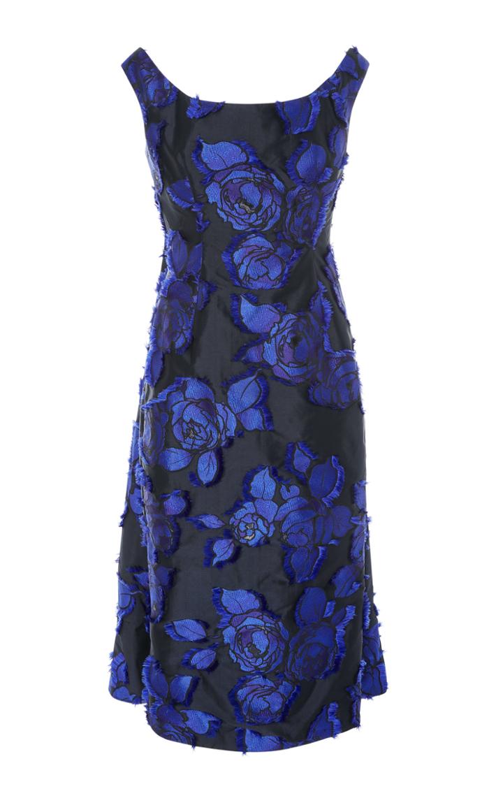 Lela Rose Open Neck Flounce Back Dress
