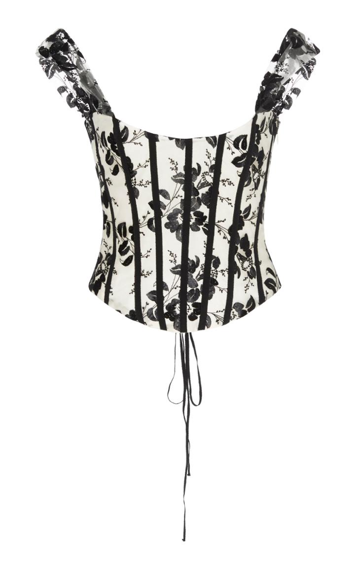 Moda Operandi Brock Collection Floral-printed Corset Poplin Top Size: 2