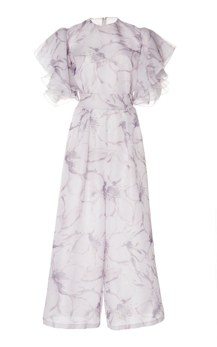 Costarellos Printed Organza Jumpsuit