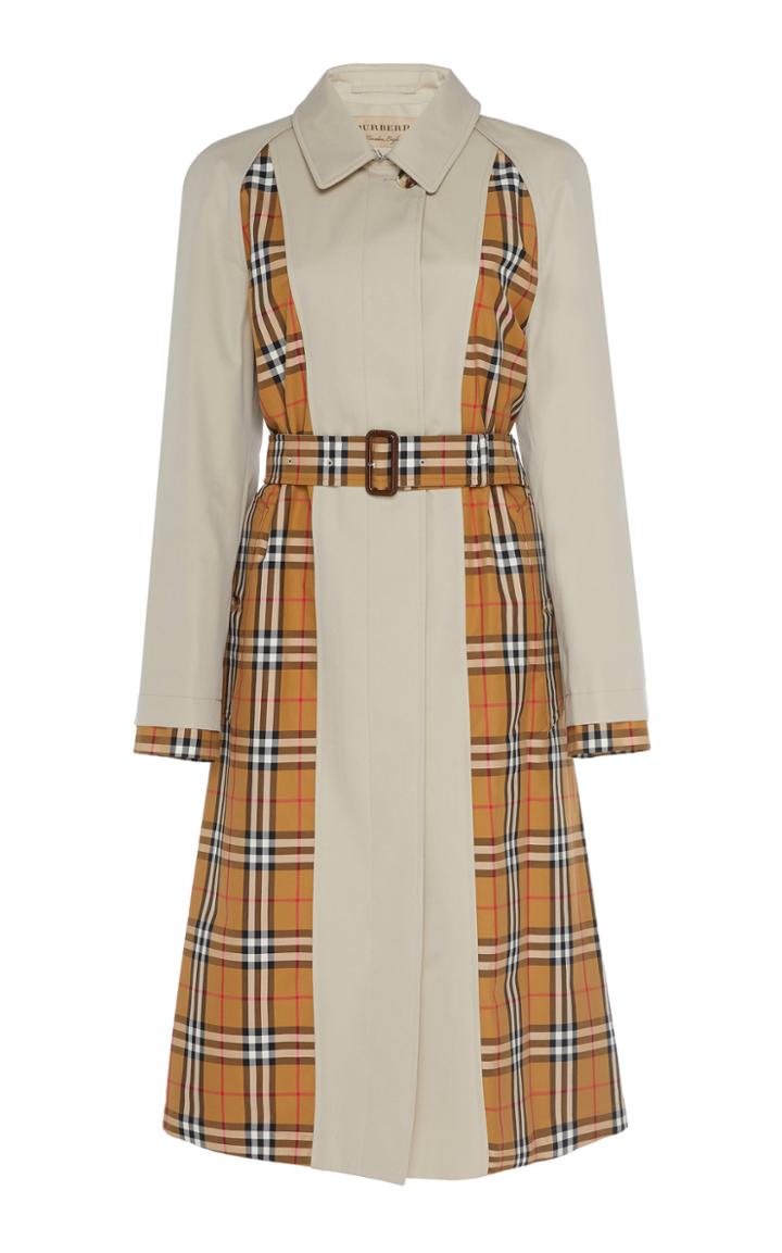 Burberry Guiseley Check-paneled Cotton-gabardine Trench Coat