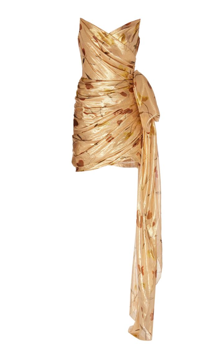 Oscar De La Renta Embroidered Taffeta Mini Dress
