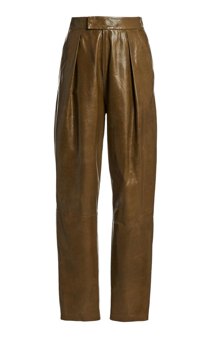 Moda Operandi Zeynep Aray High-rise Straight-leg Leather Pants