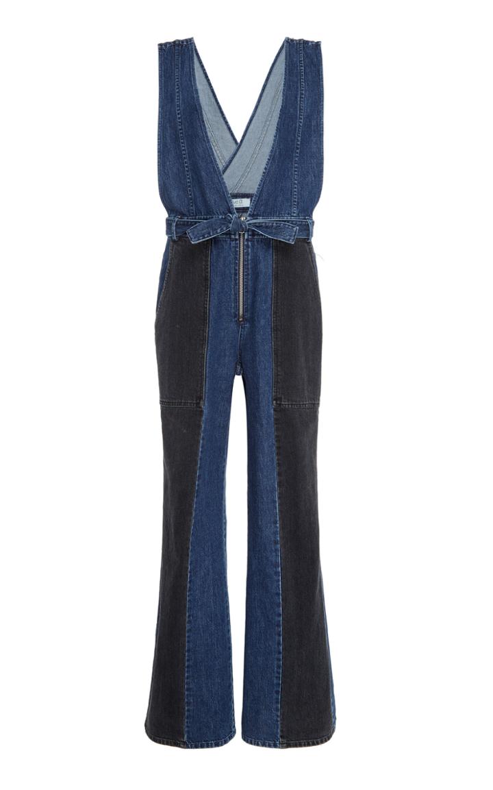 Sea Blue Denim 2-tone Sleevels Jumpsuit