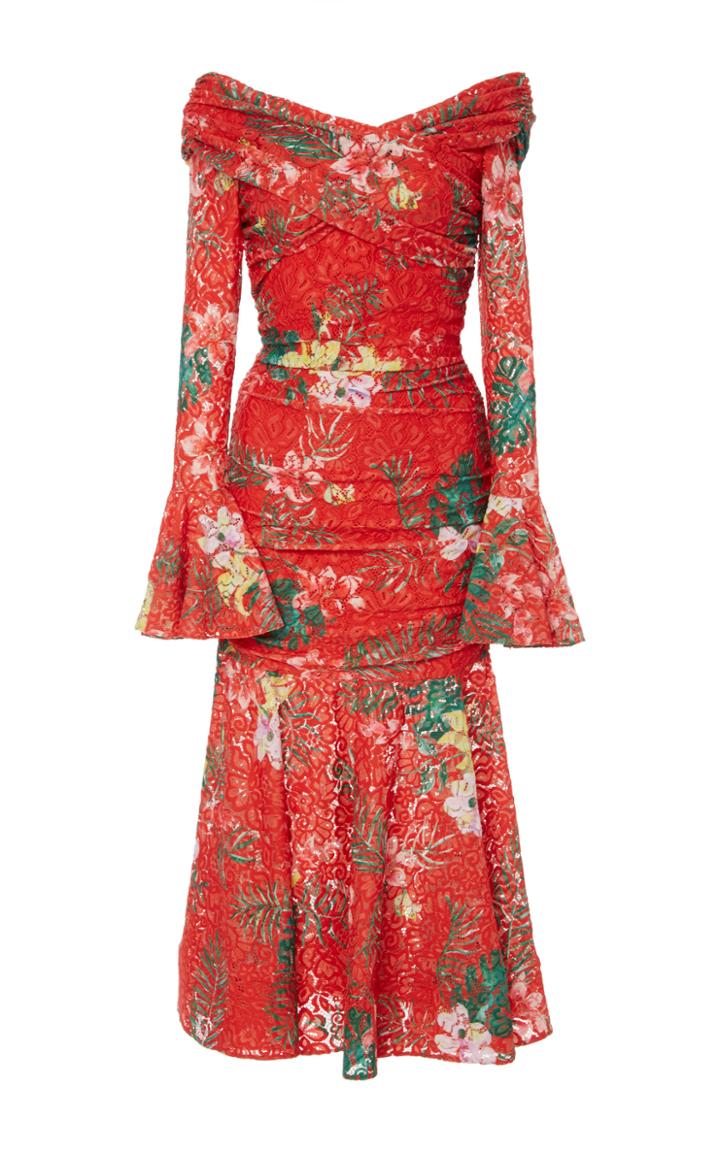 Caroline Constas Leda Wrap Lace Dress