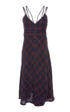 Christine Alcalay Plaid Strappy Wrap Dress