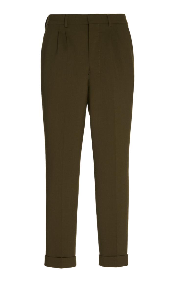 Ami Tapered Pleated Cotton-twill Chinos