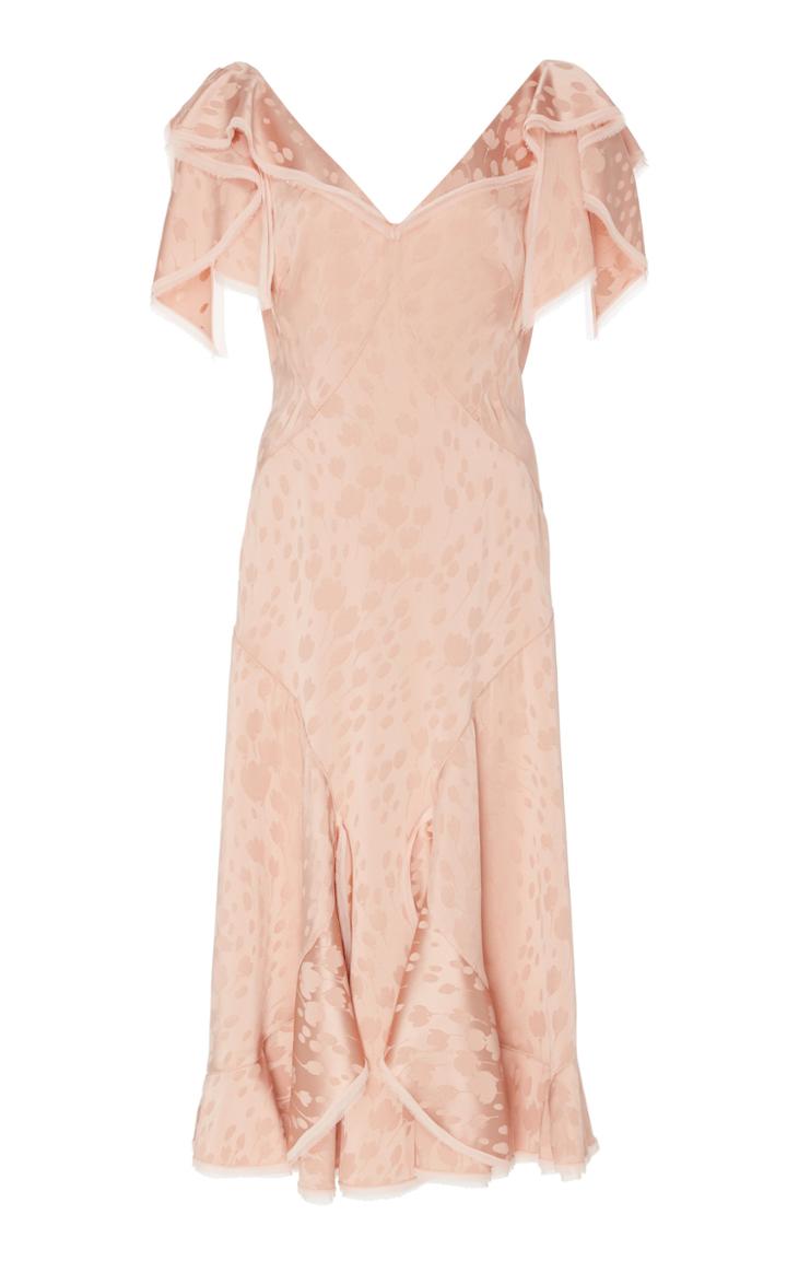 Zac Posen Novelty Satin Crepe Ruffle Dress