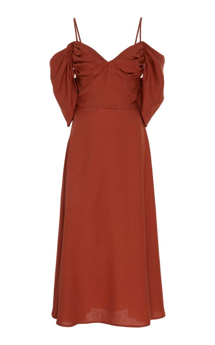 Moda Operandi Cult Gaia Katalina Twill Cold-shoulder Midi Dress Size: Xs