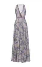 Luisa Beccaria Sleeveless Floral Pleated Maxi Dress