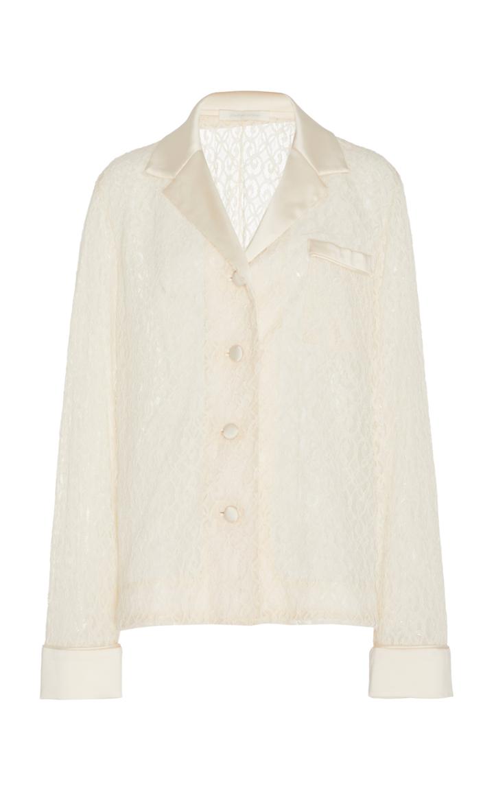 Jonathan Simkhai Janice Satin-paneled Lace Top