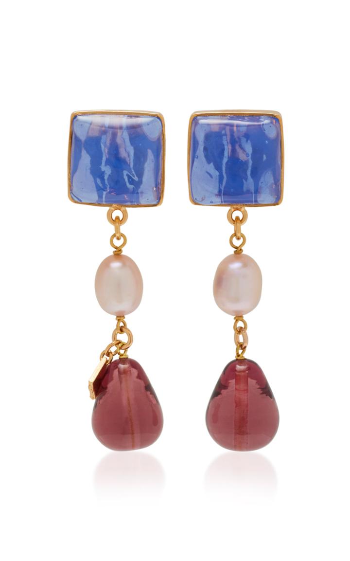 Loulou De La Falaise 24k Gold-plated, Glass And Pearl Earrings