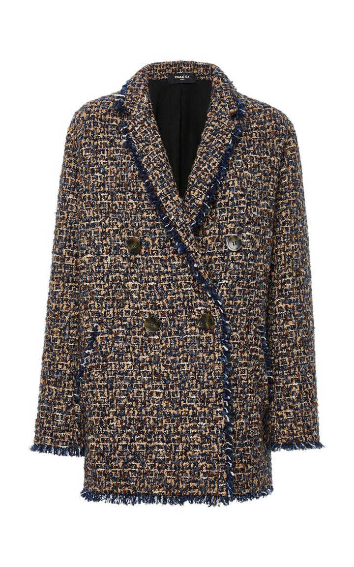 Paule Ka Double Breasted Tweed Blazer