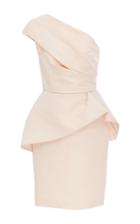 Monique Lhuillier One Shouldered Peplum Dress