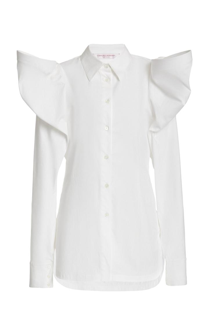 Moda Operandi Carolina Herrera Bow Sleeve Stretch Cotton Button Down Shirt