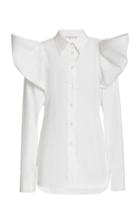 Moda Operandi Carolina Herrera Bow Sleeve Stretch Cotton Button Down Shirt