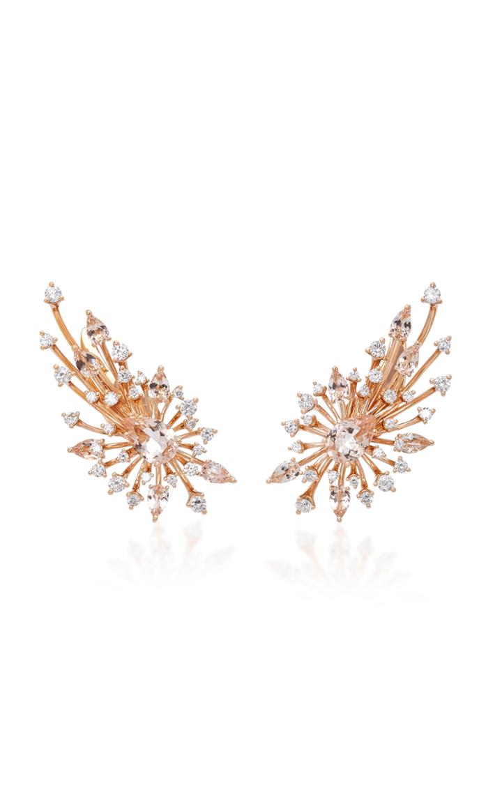 Hueb Luminus 18k Rose Gold Diamond And Morganite Earrings