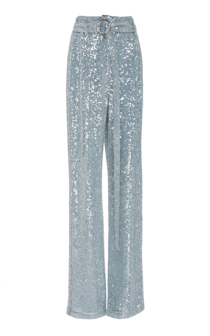 Sally Lapointe Sequined Crepe Straight-leg Pants