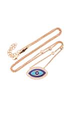 Jacquie Aiche 14k Rose Gold Small Lapis And Turquoise Inlay Eye Necklace