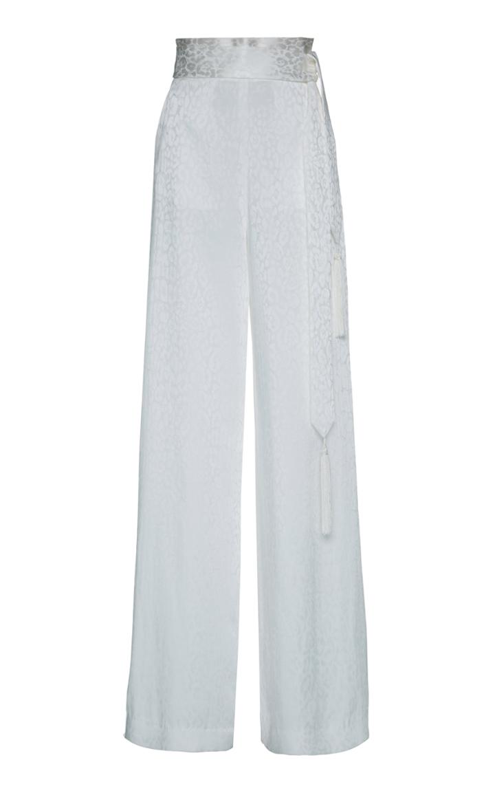 Dundas Satin Jacquard High Waist Wide Leg Pants
