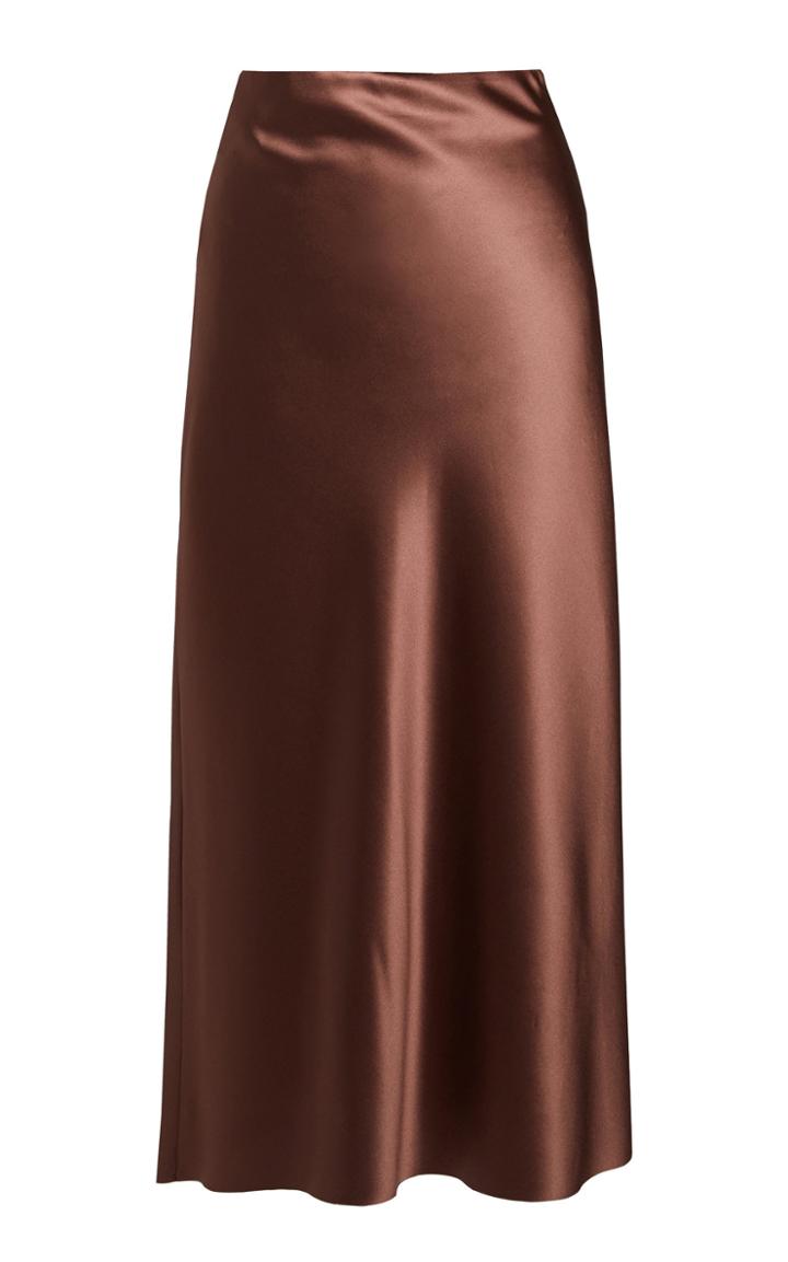 Lake Studio Ruched Silk Satin Midi Skirt