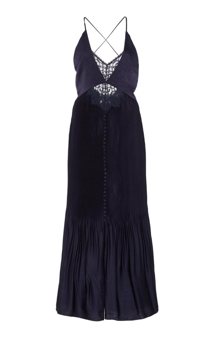 Jonathan Simkhai Lace-accented Pleated Midi Dress