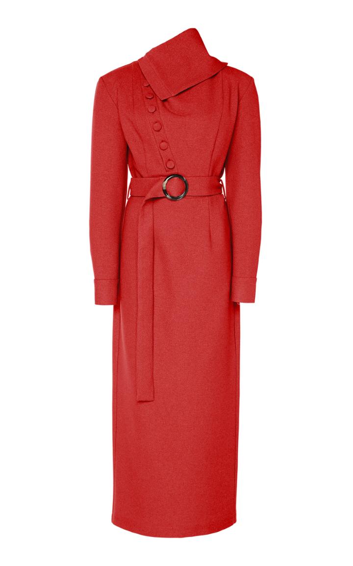 Matriel Belted Wool-blend Twill Midi Dress