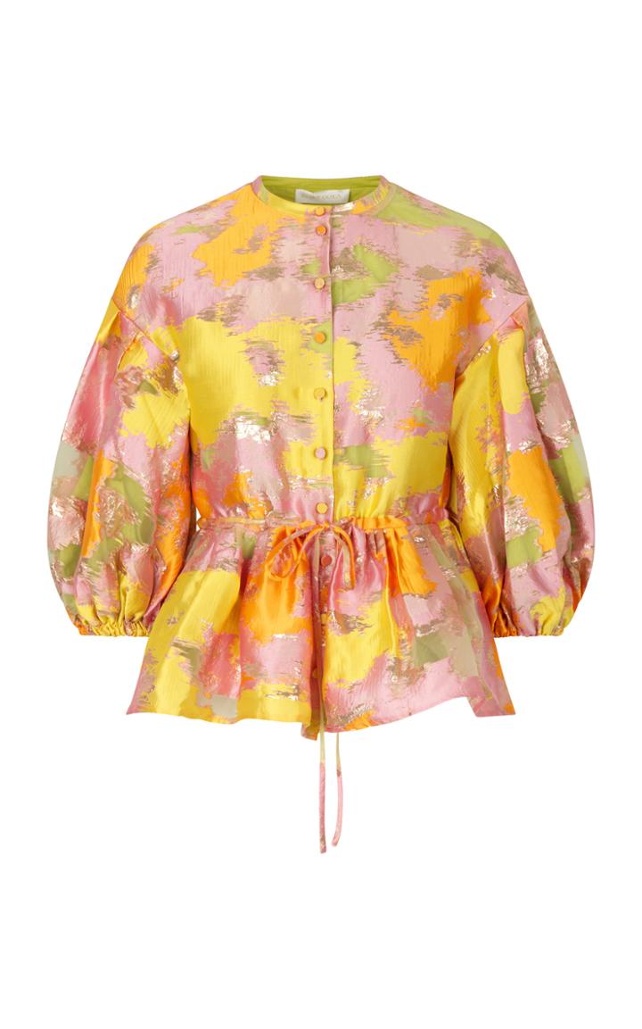 Moda Operandi Stine Goya Ferrah Puff-sleeve Metallic Jacquard Top