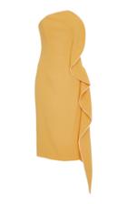 Elizabeth Kennedy Strapless Cocktail Dress With Side Drape And Pearl Edging