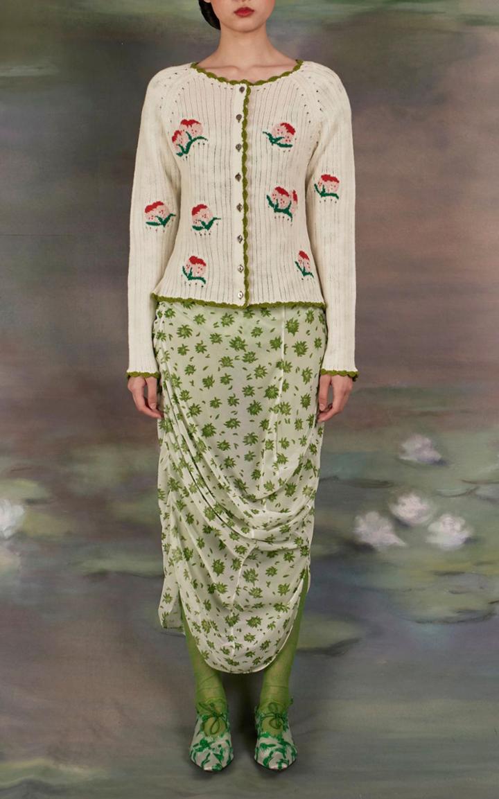 Moda Operandi Yuhan Wang Wool Intarsia-knit Cardigan