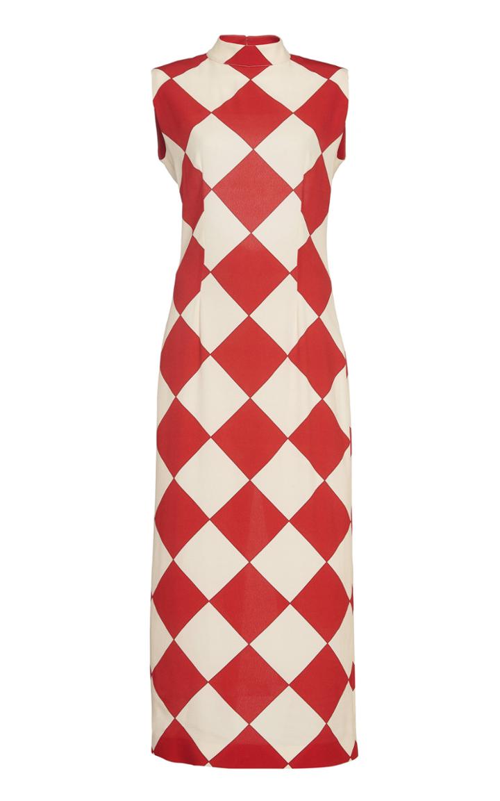 Moda Operandi Rowen Rose Two-tone Printed Crepe Midi Dress Size: 34