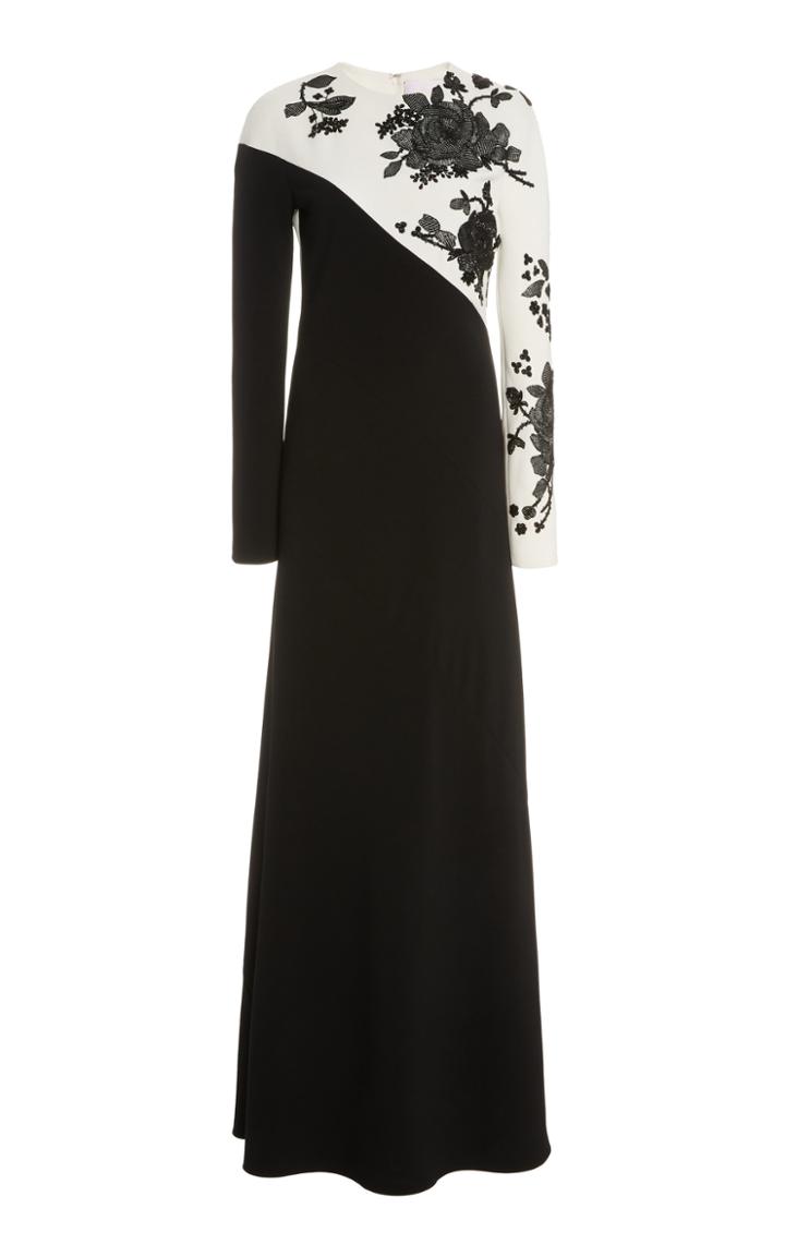 Moda Operandi Carolina Herrera Bias Cut Embroidered Crepe Gown