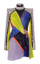 Balmain Multicolored Pleated Mini Dress