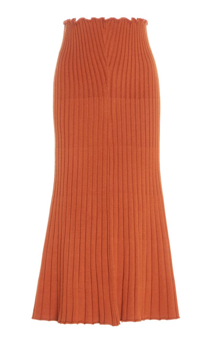 Peet Dullaert Ribbed Knit Wool-blend Midi A-line Skirt