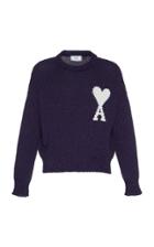 Ami Intarsia-knit Cotton And Wool Logo Sweater