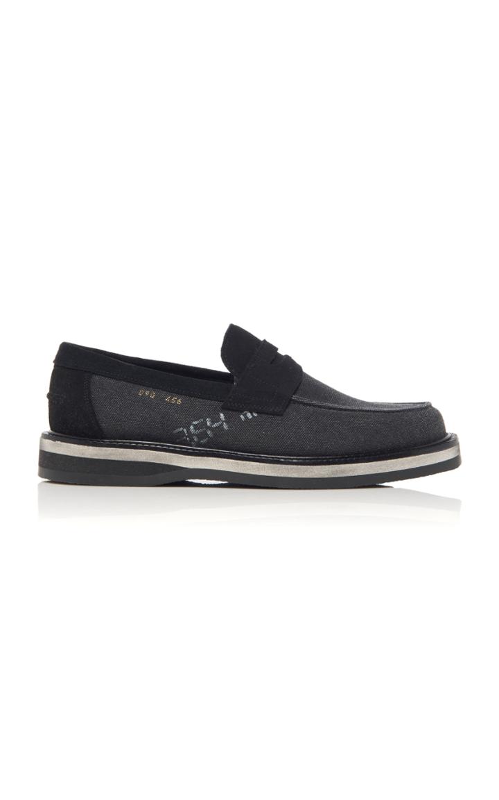 Maison Margiela Suede-trimmed Printed Canvas Loafers