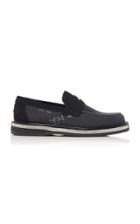 Maison Margiela Suede-trimmed Printed Canvas Loafers