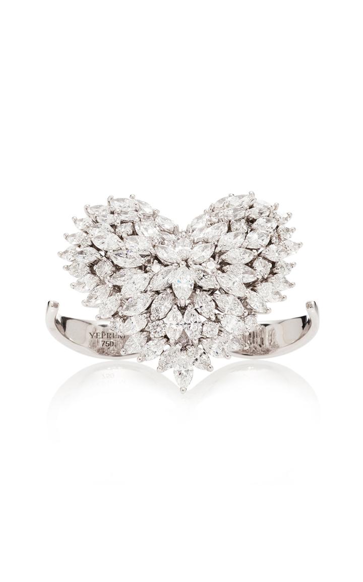 Yeprem Heart-shaped 18k White And Diamond Ring