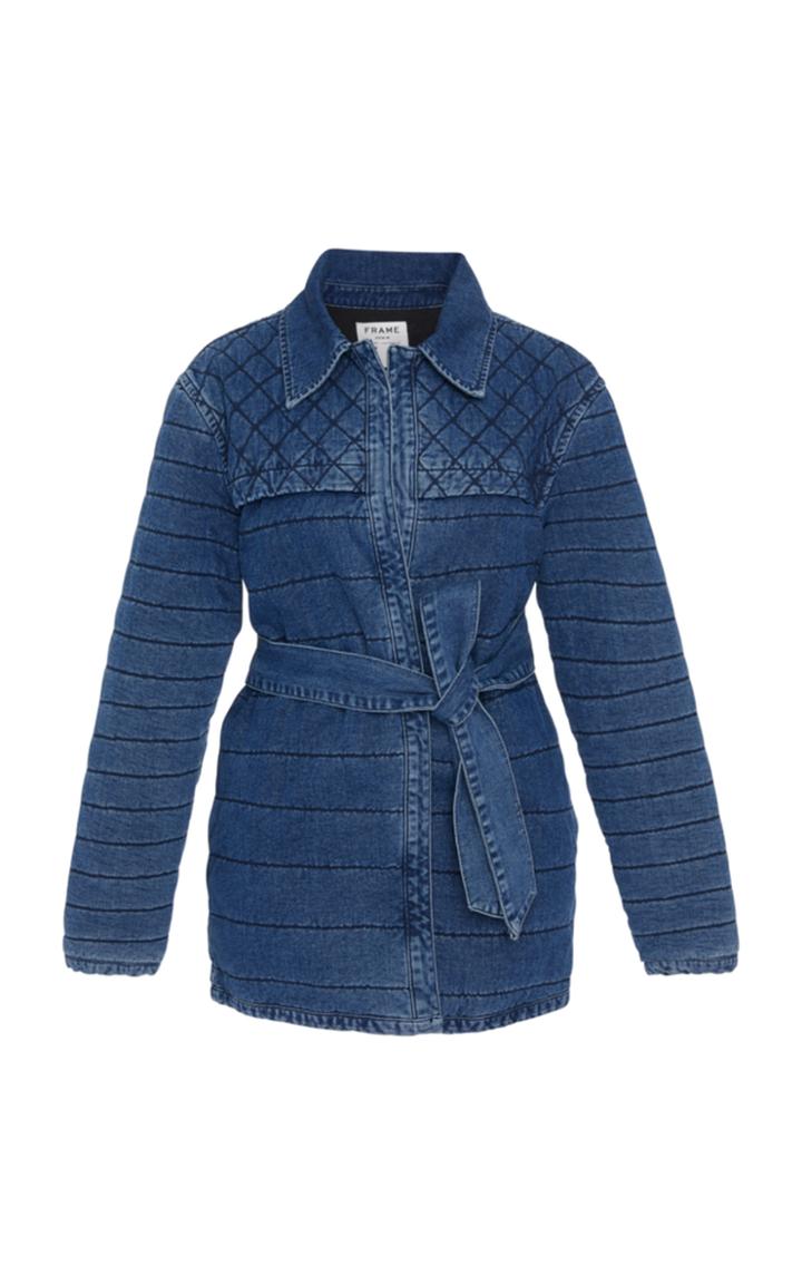 Frame Denim Belted Quilted Denim Jacket